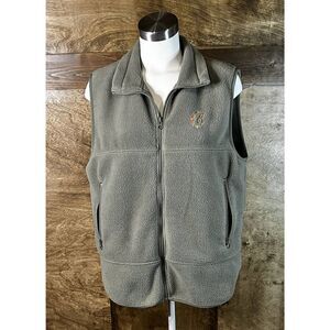 Fleece Vest Full Zip Sleeveless Olive Green Casual‎ Outdoor Layering